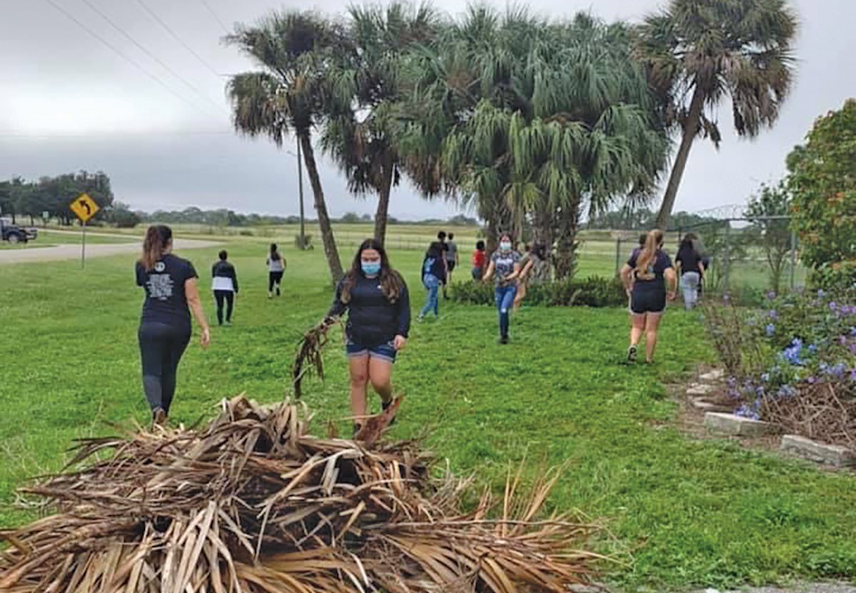 LABELLE — LHS National Honor Society Students voluntarily cleaning  up palm fronds and other yard debris at Caloosa Humane Society.